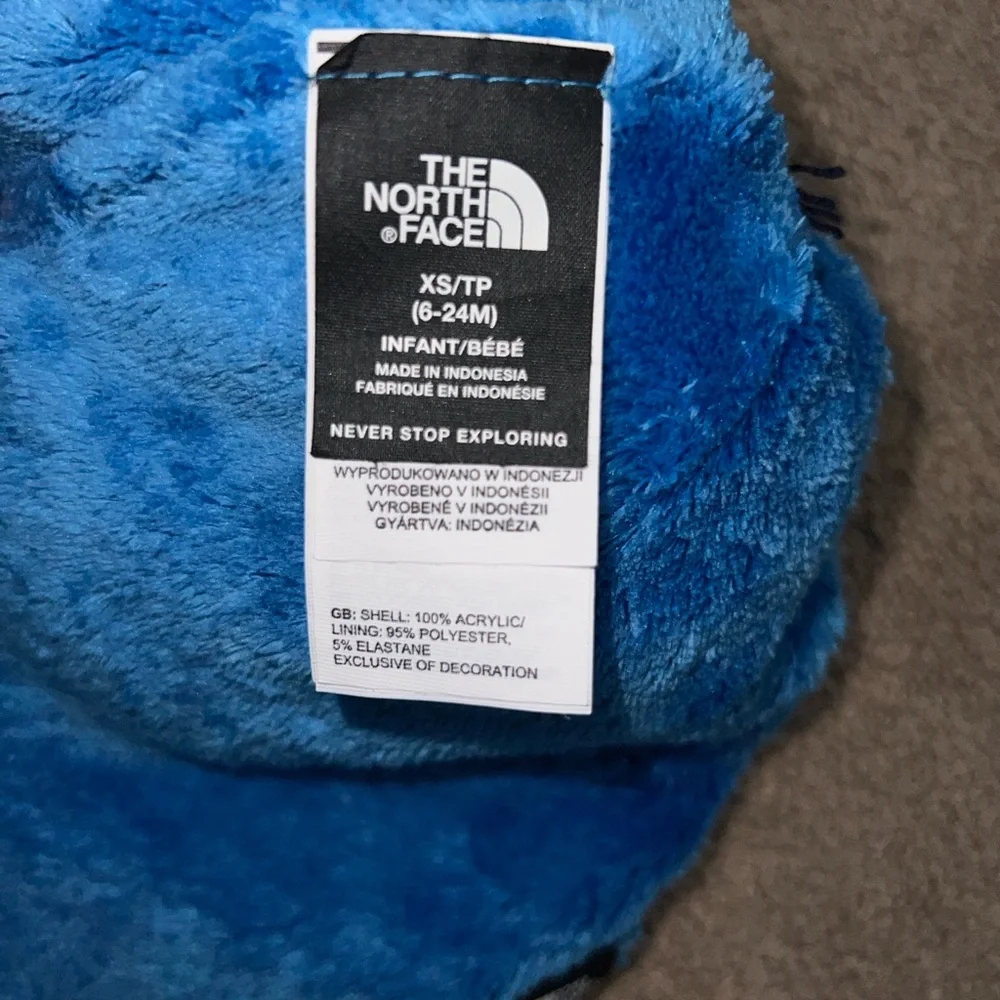 The North Face Infant Blue Bear Patterned Pom-Pom Hat